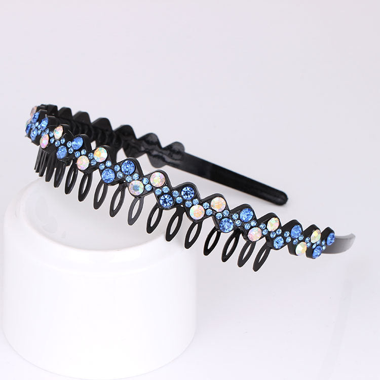 Wholesale Rhinestone Black Full Diamond Wave Fashion Headband